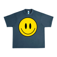Midnight Navy retro happy vibe smiley face happy face graphic sweatshirt Urban Heavy Tee - linhVisuals