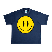 Navy retro happy vibe smiley face happy face graphic sweatshirt Urban Heavy Tee - linhVisuals