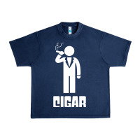 Navy cigar smoker Urban Heavy Tee - linhVisuals