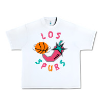 White Los Spurs Urban Heavy Tee - linhVisuals