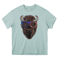 Arona bison with american flag glasses Heavy Core Tee - RanaPortraitStore
