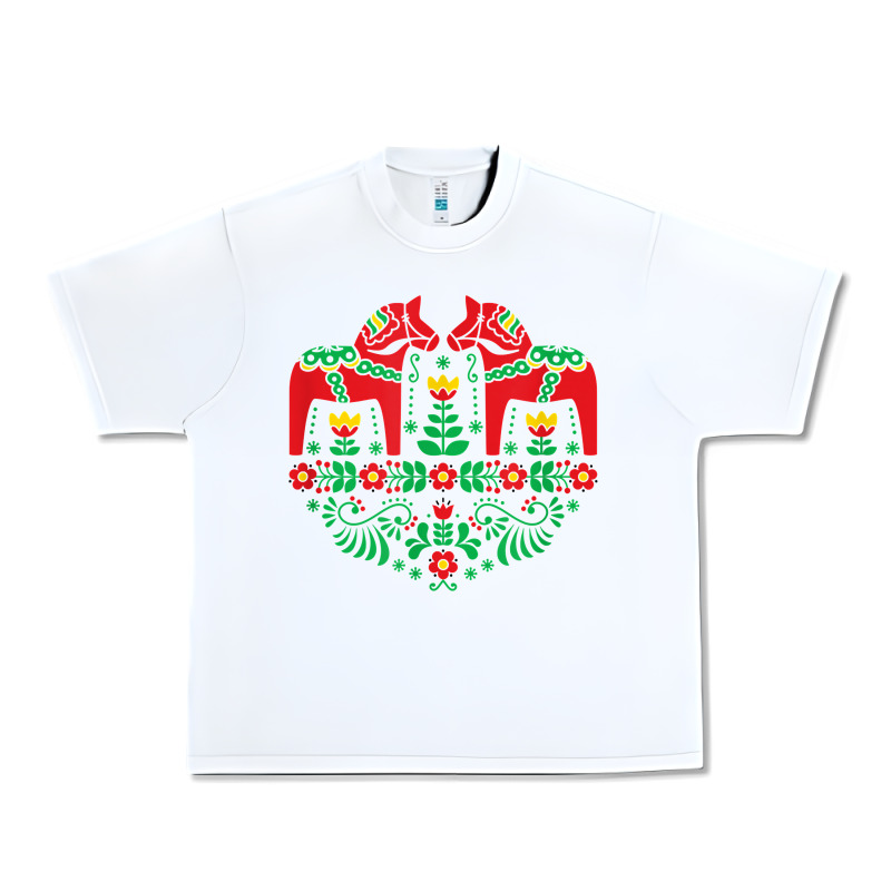 Swedish Dala Horse Folk Art T Shirt Urban Heavy Tee by linhVisuals | Teevron