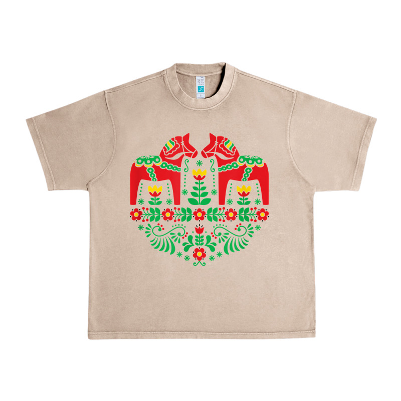 Swedish Dala Horse Folk Art T Shirt Urban Heavy Tee by linhVisuals | Teevron