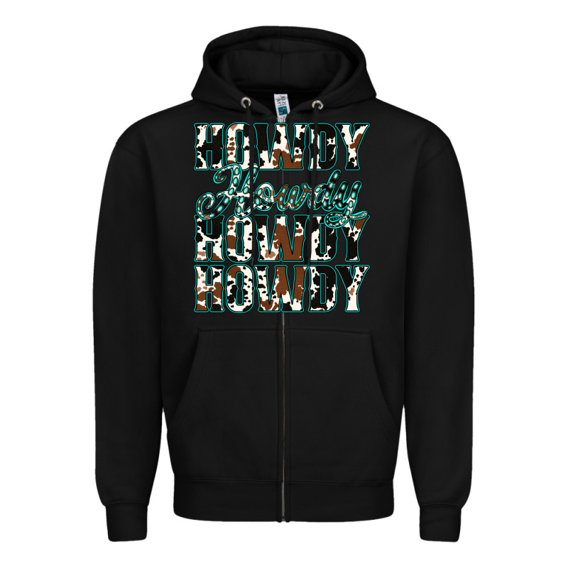 Howdy Cowhide Turquoise Zipper Hoodie by Jasminsmagicworld | Teevron