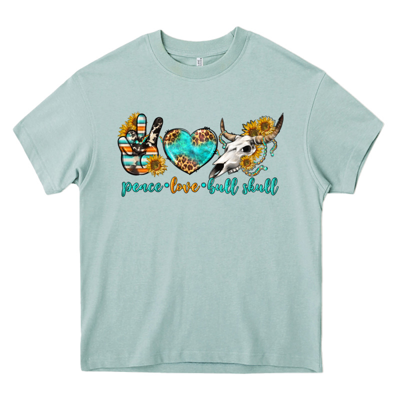 Peace Love Bull Skull Bbs Heavy Core Tee by BundleAndBundleShop | Teevron
