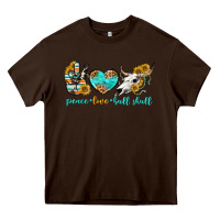 Chocolate Brown peace love bull skull bbs Heavy Core Tee - BundleAndBundleShop