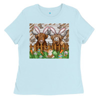 Baby Blue easter cow Ladies Tee - CowhideDigitalArt