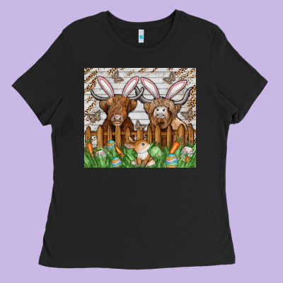 Easter Cow Ladies Tee Designed By Cowhidedigitalart