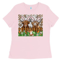 Bubblegum Pink easter cow Ladies Tee - CowhideDigitalArt