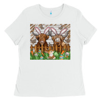 White easter cow Ladies Tee - CowhideDigitalArt