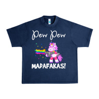 Navy womens pew madafakas funny fantasy unicorn with rainbow gun   white v Urban Heavy Tee - linhVisuals