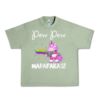 Oil Green womens pew madafakas funny fantasy unicorn with rainbow gun   white v Urban Heavy Tee - linhVisuals