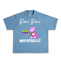 Pebble Blue womens pew madafakas funny fantasy unicorn with rainbow gun   white v Urban Heavy Tee - linhVisuals