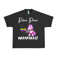 Pigment Black womens pew madafakas funny fantasy unicorn with rainbow gun   white v Urban Heavy Tee - linhVisuals