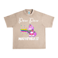 French Oak womens pew madafakas funny fantasy unicorn with rainbow gun   white v Urban Heavy Tee - linhVisuals
