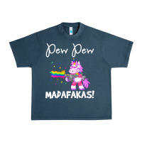 Midnight Navy womens pew madafakas funny fantasy unicorn with rainbow gun   white v Urban Heavy Tee - linhVisuals