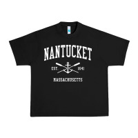 Black nantucket ma vintage crossed oars & boat anchor sports pullover hoodie Urban Heavy Tee - linhVisuals