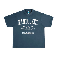 Midnight Navy nantucket ma vintage crossed oars & boat anchor sports pullover hoodie Urban Heavy Tee - linhVisuals