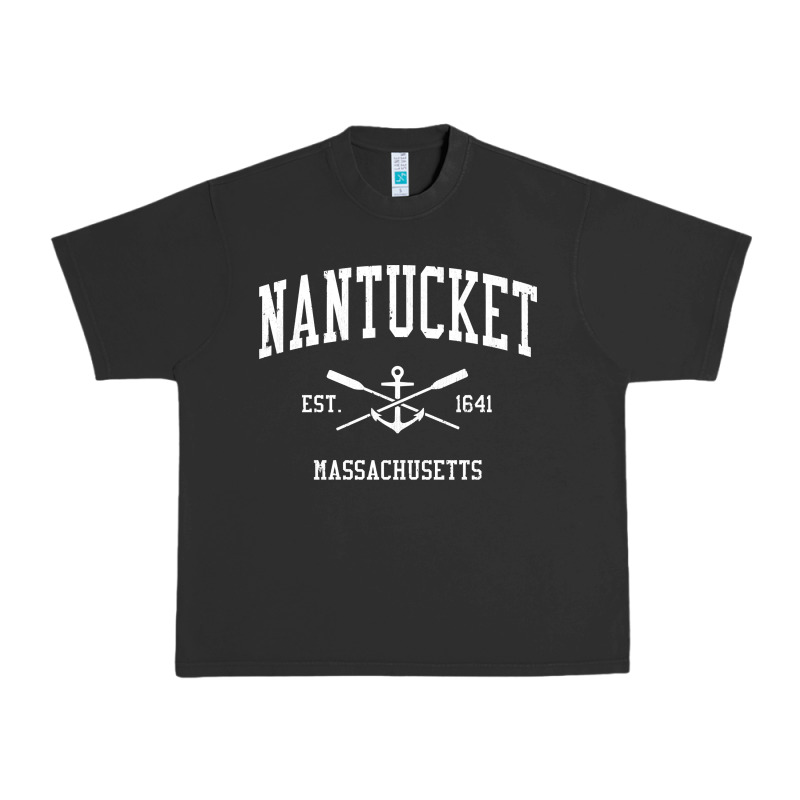 Nantucket Ma Vintage Crossed Oars & Boat Anchor Sports Pullover Hoodie Urban Heavy Tee by linhVisuals | Teevron