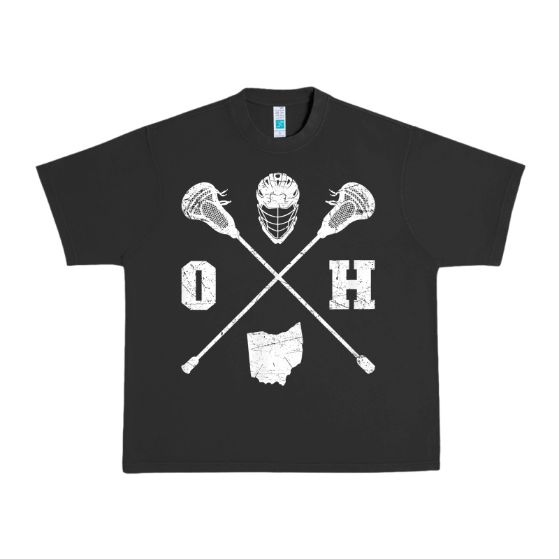 Ohio Lacrosse Sticks & Helmet State Outline Lax Player T Shirt Urban Heavy Tee by linhVisuals | Teevron
