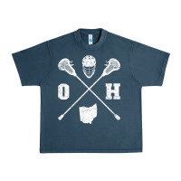 Midnight Navy ohio lacrosse sticks & helmet state outline lax player t shirt Urban Heavy Tee - linhVisuals