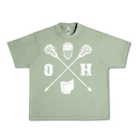 Oil Green ohio lacrosse sticks & helmet state outline lax player t shirt Urban Heavy Tee - linhVisuals