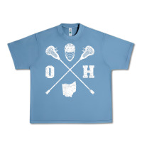 Pebble Blue ohio lacrosse sticks & helmet state outline lax player t shirt Urban Heavy Tee - linhVisuals