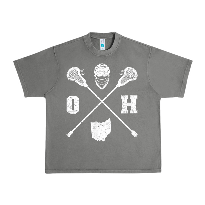 Ohio Lacrosse Sticks & Helmet State Outline Lax Player T Shirt Urban Heavy Tee by linhVisuals | Teevron