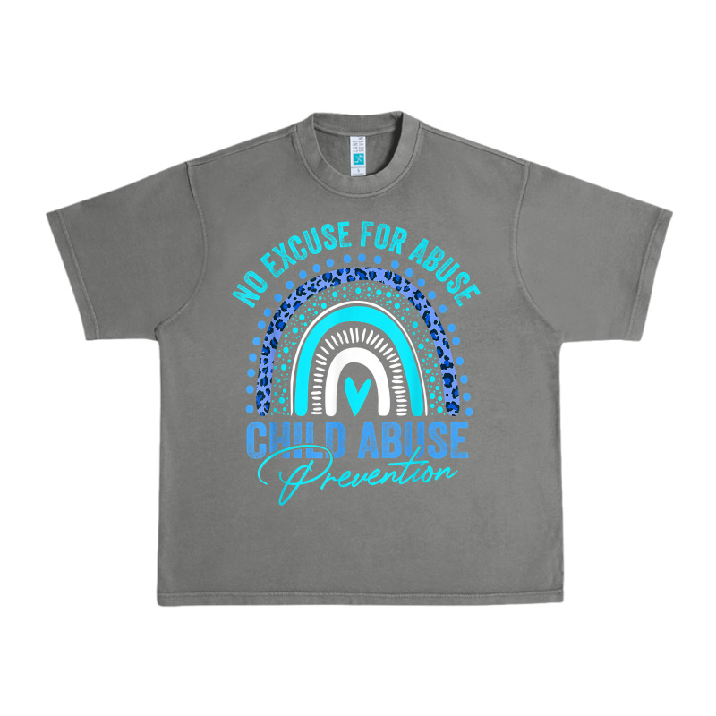 No Excuse Child Abuse Prevention Awareness Leopard Rainbow T Shirt Urban Heavy Tee by linhVisuals | Teevron
