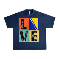 Navy vintage retro i love bosnia flag for bosnian pride gift t shirt Urban Heavy Tee - linhVisuals