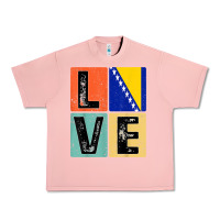 Salmon vintage retro i love bosnia flag for bosnian pride gift t shirt Urban Heavy Tee - linhVisuals