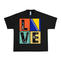 Black vintage retro i love bosnia flag for bosnian pride gift t shirt Urban Heavy Tee - linhVisuals