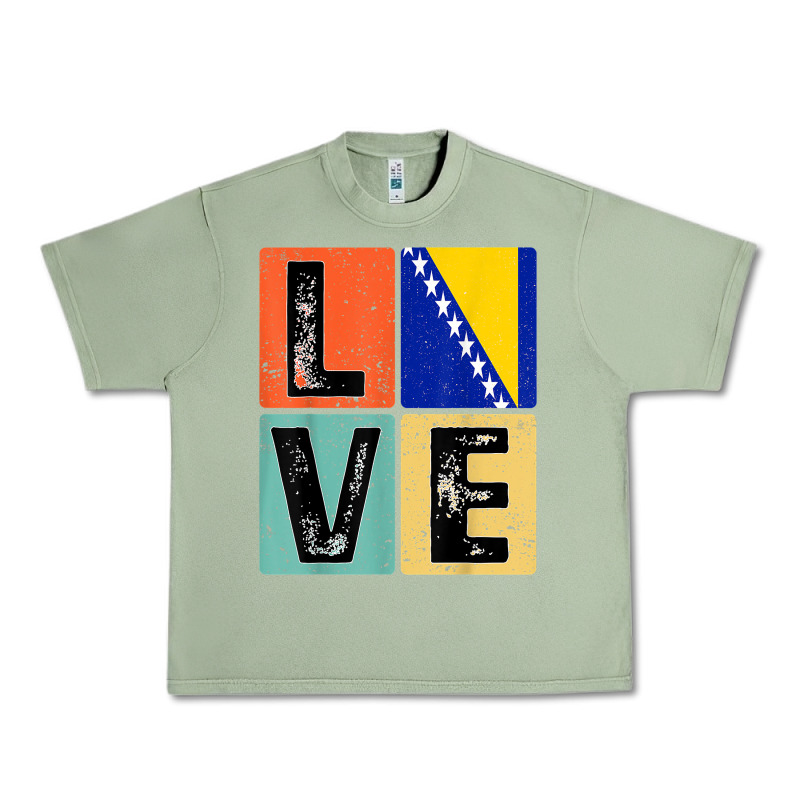 Vintage Retro I Love Bosnia Flag For Bosnian Pride Gift T Shirt Urban Heavy Tee by linhVisuals | Teevron