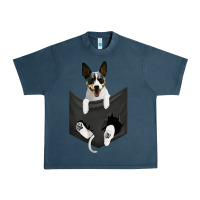 Midnight Navy rat terrier dog in pocket, rattie puppy, ratting terrier t shirt Urban Heavy Tee - linhVisuals
