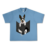 Pebble Blue rat terrier dog in pocket, rattie puppy, ratting terrier t shirt Urban Heavy Tee - linhVisuals