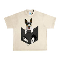 Sandshell rat terrier dog in pocket, rattie puppy, ratting terrier t shirt Urban Heavy Tee - linhVisuals
