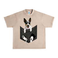 French Oak rat terrier dog in pocket, rattie puppy, ratting terrier t shirt Urban Heavy Tee - linhVisuals