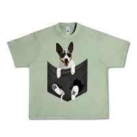 Oil Green rat terrier dog in pocket, rattie puppy, ratting terrier t shirt Urban Heavy Tee - linhVisuals