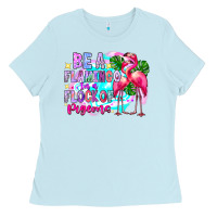 Baby Blue bea flamingo in a flock of pigeons Ladies Tee - CowhideDigitalArt