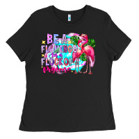 Black bea flamingo in a flock of pigeons Ladies Tee - CowhideDigitalArt