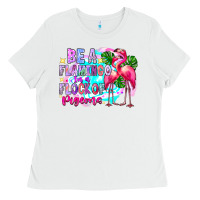 White bea flamingo in a flock of pigeons Ladies Tee - CowhideDigitalArt