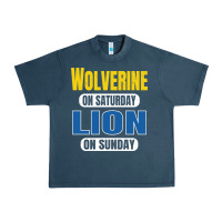Midnight Navy wolverine on saturday lion on sunday fans detroit vintage pullover hoo Urban Heavy Tee - linhVisuals