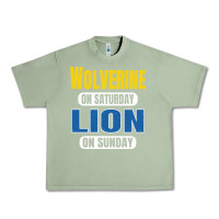 Oil Green wolverine on saturday lion on sunday fans detroit vintage pullover hoo Urban Heavy Tee - linhVisuals