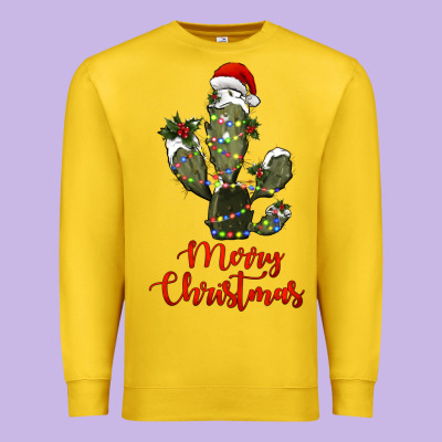 Merry Christmas Cactus Premium Sweatshirt Designed By Ranaportraitstore