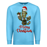Ocean Blue merry christmas cactus Premium Sweatshirt - RanaPortraitStore