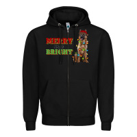 Black merry and bright german shepherd Zipper Hoodie - RanaPortraitStore