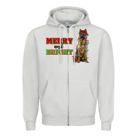 Dove Grey merry and bright german shepherd Zipper Hoodie - RanaPortraitStore