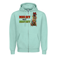 Seafoam merry and bright german shepherd Zipper Hoodie - RanaPortraitStore