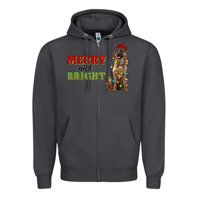 Merry And Bright German Shepherd Zipper Hoodie by RanaPortraitStore | Teevron