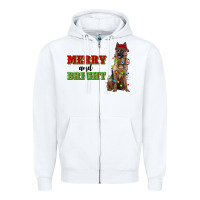 White merry and bright german shepherd Zipper Hoodie - RanaPortraitStore